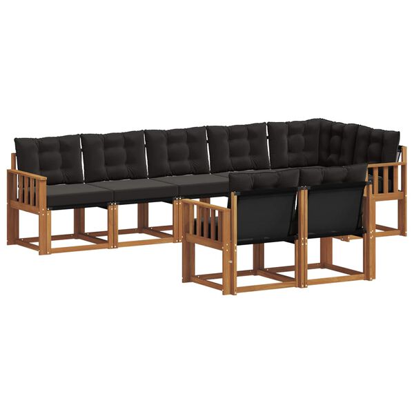 vidaXL Āra dīvānu komplekts ar spilvenu 8 pcs Dabīgs un melns