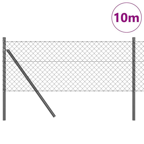 vidaXL Žoga āķis Pelēka 10 x 0,6 m (40 x 40 mm acu) Tērauds un PVC