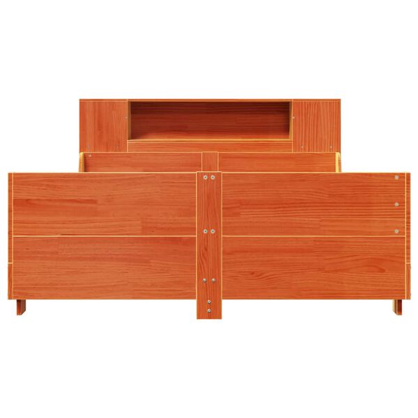 vidaXL gulta bez matrača, vaska brūnas, 120x200 cm, priedes masīvkoks