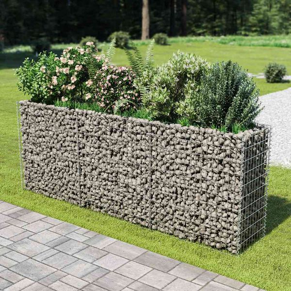 vidaXL gabions, augstā puķu kaste, cinkots tērauds, 270x50x100 cm