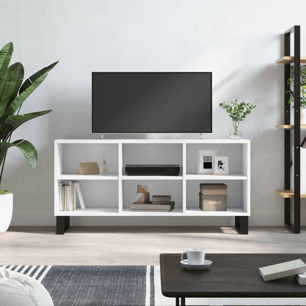 vidaXL TV plauktiņ&scaron;, balts, 103,5x30x50 cm, inženierijas koks