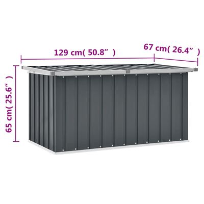 vidaXL dārza uzglabāšanas kaste, pelēka, 129x67x65 cm