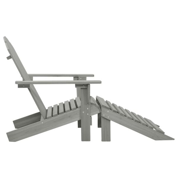 vidaXL dārza krēsls ar kājsoliņu, koks, pelēks