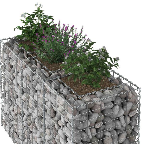 vidaXL Gabions pacelta gulta Sudraba 130 x 50 x 80 cm Cinkots tērauds