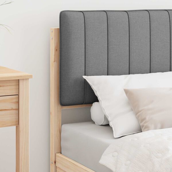 vidaXL Gultas rāmis ar polsterētu galvas balstu Gai&scaron;i pelēks