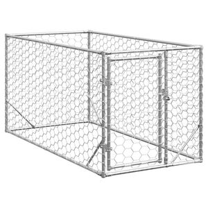 vidaXL āra suņu voljērs ar durvīm, 2x1x1 m, cinkots tērauds
