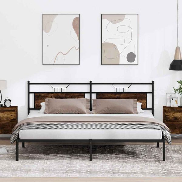 vidaXL gulta bez matrača, ozolkoka, 200x200 cm, inženierijas koks