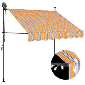 vidaXL izvelkama markīze, manuāla, ar LED, 100 cm, dzeltena un zila