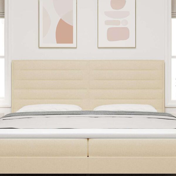 vidaXL LED gultas galva ar galvas klāju Krēmkrāsa 200 cm Poliesters