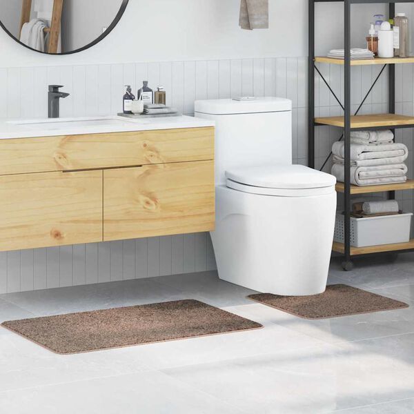 vidaXL Antislip vannas paklāju komplekts 2 pcs Brūna PP