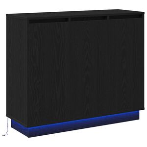 vidaXL LED sānu galds Melns ozolkoks 90 x 32 x 75 cm Inženierijas koks