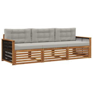 vidaXL Āra dīvānu komplekts ar spilvenu 3 pcs Dabīga un gai&scaron;i pelēka