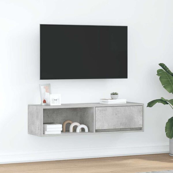 vidaXL TV skapītis, betona pelēks, 100x31x25,5 cm, inženierijas koks