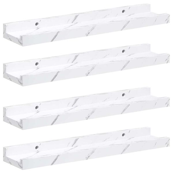 vidaXL Sienas plaukts ar plauktu 4 pcs Balts marmors 40 x 9 x 3 cm
