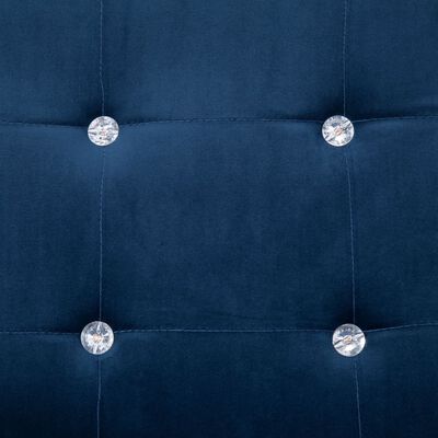 vidaXL divvietīgs dīvāns ar roku balstiem, hroms, zils samts