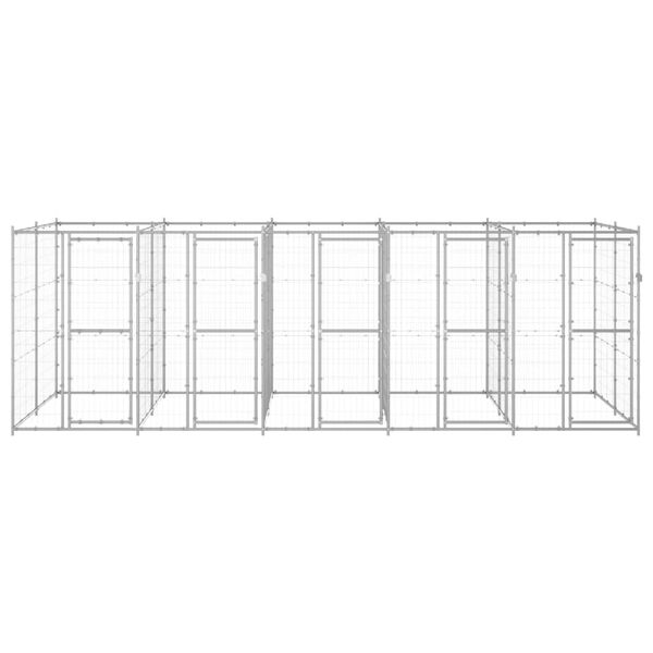 vidaXL suņu voljērs, 12,1 m&sup2;, cinkots tērauds