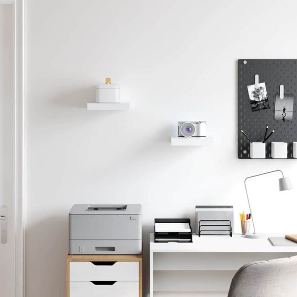 vidaXL sienas plaukti, 2 gab., balti, 23x23,5x3,8 cm, MDF