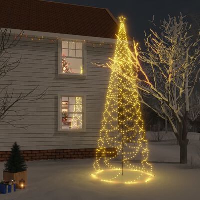 vidaXL Ziemassvētku eglīte ar metāla kātu, 1400 silti baltas LED, 3 m
