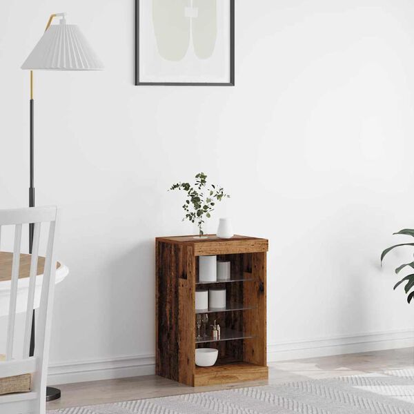 vidaXL LED sānu galds Vecs koks 41 x 37 x 67 cm Inženierijas koks