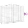 vidaXL arkveida gabiona grozi, 14gb., 200x50x140/160cm, cinkota dzelzs