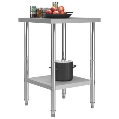 vidaXL virtuves darba galds, 60x60x85 cm, nerūsējošs tērauds