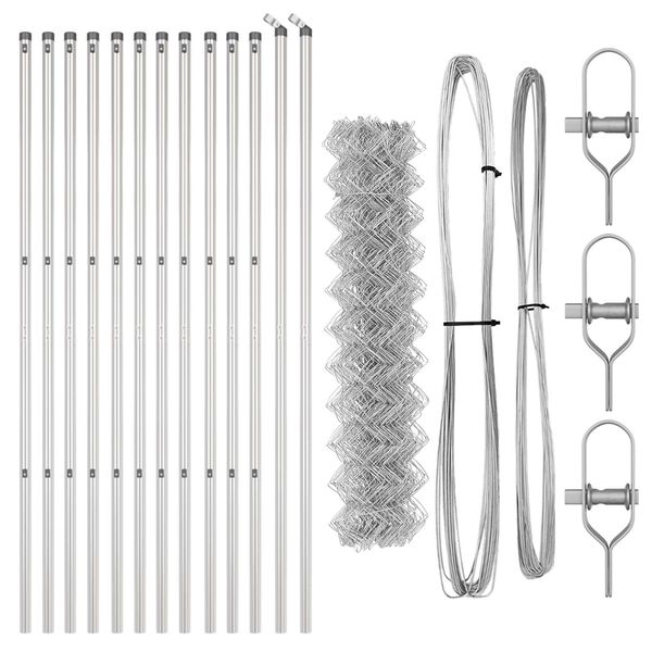 vidaXL Žoga āķis Sudraba 25 x 1 m (60 x 60 mm acu) Tērauds