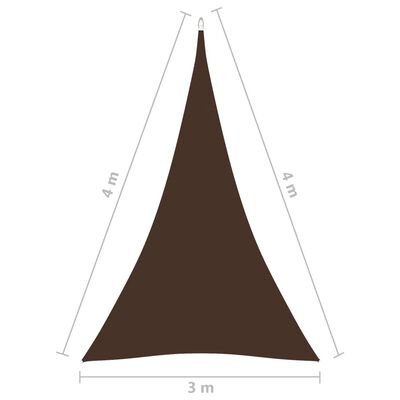 vidaXL saulessargs, 3x4x4 m, trijstūra forma, brūns oksforda audums