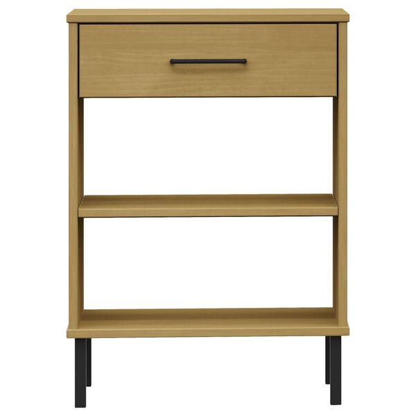 vidaXL konsoles skapis ar metāla kājām OSLO, brūns, priedes masīvkoks