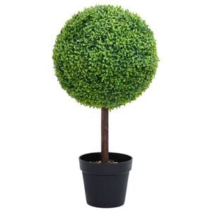 vidaXL mākslīgais buksis ar podiņu, apaļ&scaron;, zaļ&scaron;, 50 cm