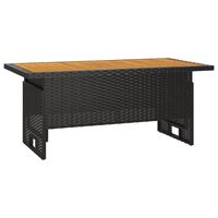 vidaXL dārza galds, 100x50x43/63cm, akācija, PE rotangpalma, melns