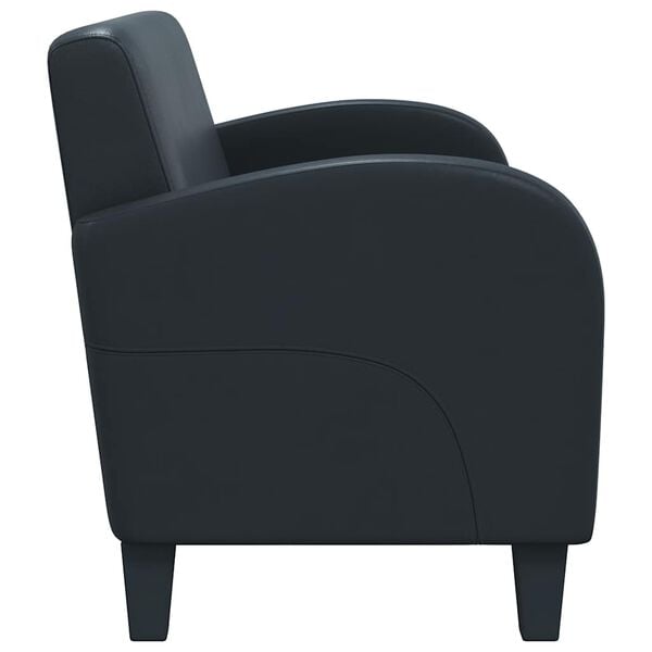 vidaXL dīvāns, divvietīgs, melna mākslīgā āda