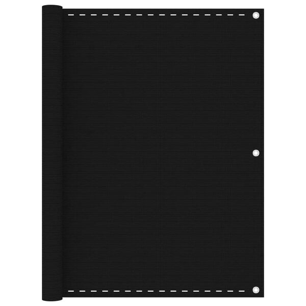 vidaXL balkona aizslietnis, 120x600 cm, melns HDPE