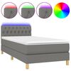 vidaXL atsperu gulta ar matraci, LED, tum&scaron;i pelēks audums, 100x200 cm