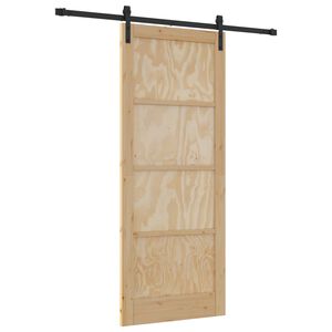 vidaXL Slīdo&scaron;ās durvis 86 x 211 cm Priedes masīvkoks Dabiska un melna