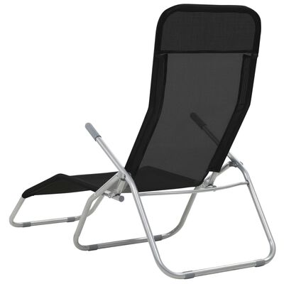vidaXL saliekami sauļošanās krēsli, 2 gab., melns tekstilēns