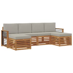 vidaXL Dīvāna komplekti ar spilvenu 6 pcs Dabīgs un gai&scaron;i pelēks