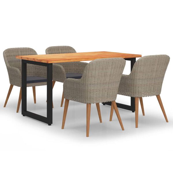 vidaXL 5-daļīgs dārza mēbeļu komplekts ar matračiem, PE rotangpalma