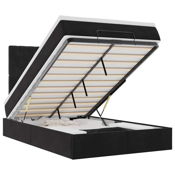 vidaXL Osmaņu gultas rāmis ar matračiem melns 120x200 cm samts