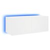 vidaXL TV galdiņ&scaron; ar LED lampiņām, balti, 80x35x31 cm