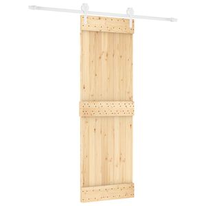 vidaXL Slīdo&scaron;ās durvis Dabisks un balts 70 x 210 cm Cieta priedes koks