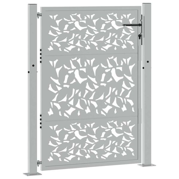 vidaXL dārza vārti, 100x125 cm, laikapstākļiem izturīgs tērauds, lapu dizains