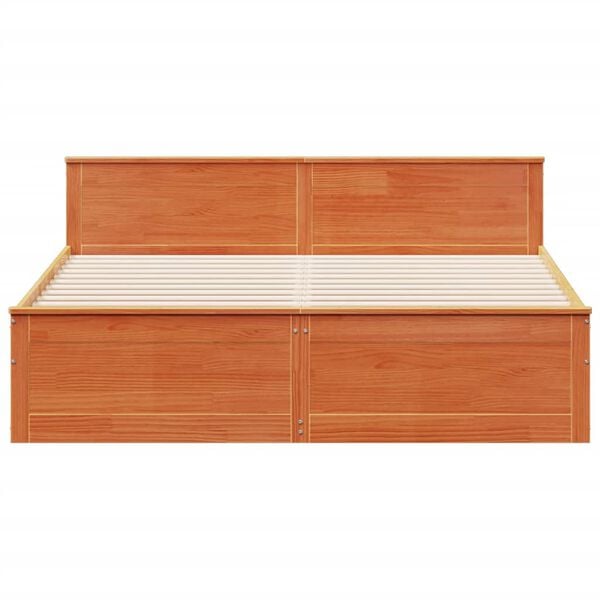 vidaXL gulta bez matrača, ar galvgali, 200x200 cm, priedes koks