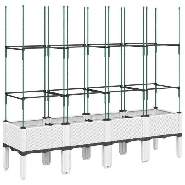 vidaXL dārza puķu kaste ar &scaron;paleru, balta, 160x40x142,5 cm, PP