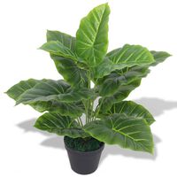 vidaXL mākslīgais augs, kolokāzija ar podiņu, 45 cm, zaļš