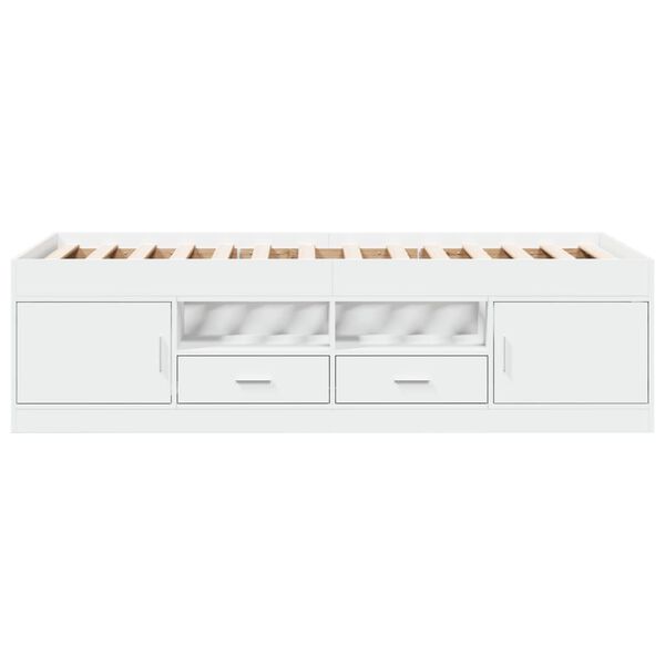 vidaXL gulta ar atvilktnēm, bez matrača, balta, 90x190 cm