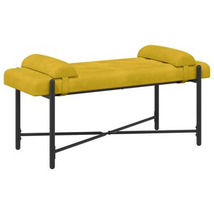vidaXL Poga-pufēta sola ar spilveniem Dzeltena 110 x 40 x 46 cm Samts