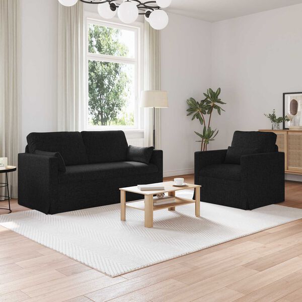 vidaXL Dīvāns 140cm 2 pcs Melna Metāls
