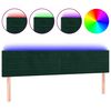 vidaXL gultas galvgalis ar LED, 180x5x78/88 cm, tum&scaron;i zaļ&scaron; samts