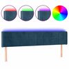 vidaXL gultas galvgalis ar LED, 203x16x78/88 cm, tum&scaron;i zils samts