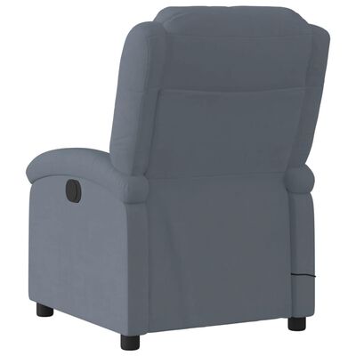 vidaXL elektrisks masāžas krēsls, atgāžams, tumši pelēks samts